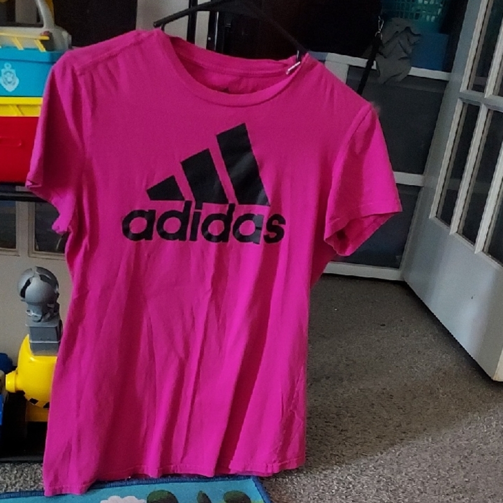 Adidas Pink and Black Short Sleeve Tee